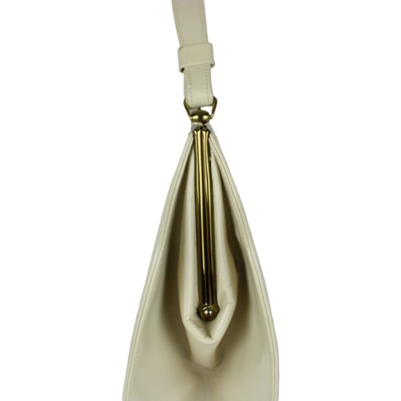 Vintage Corat Top Handle Purse Hand Bag Cream/Ivory Metal Frame Clasp PU75 - Picture 5 of 16